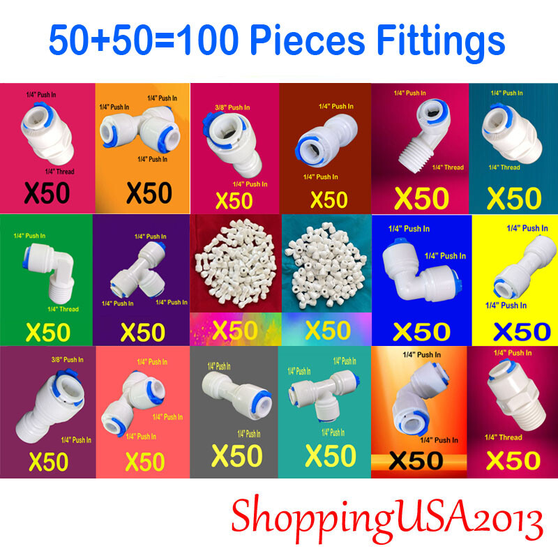 50+50Pcs Fitting Connector 1/4 3/8 BSP Quick Connect Thread Push In Water Filter