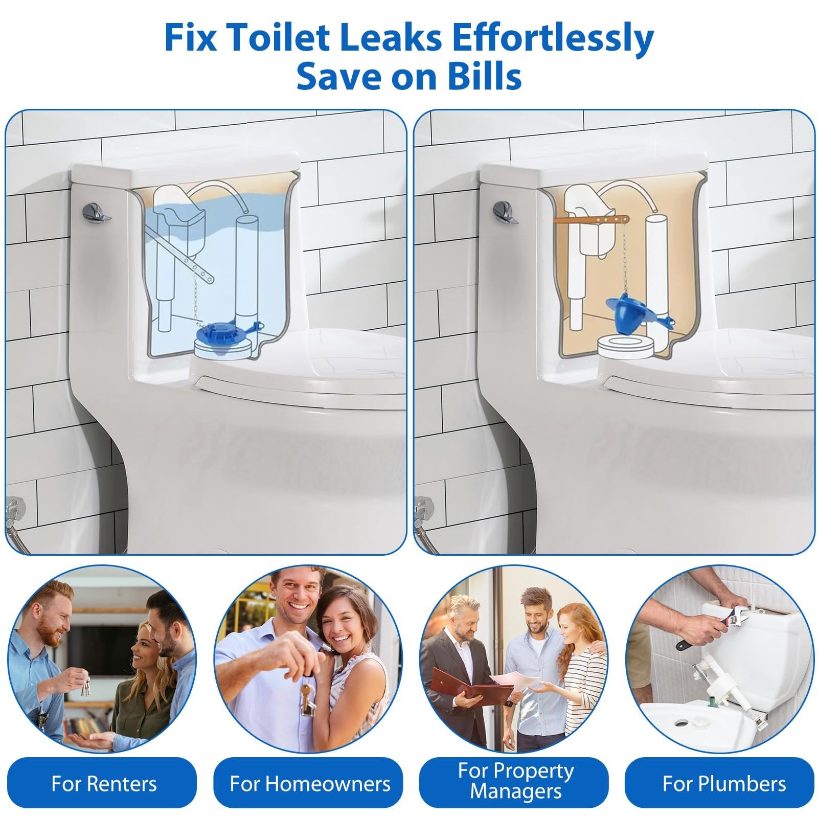 Toilet Flapper Replacement Kit – Universal 2 Inch Toilet Flapper with Stainle…