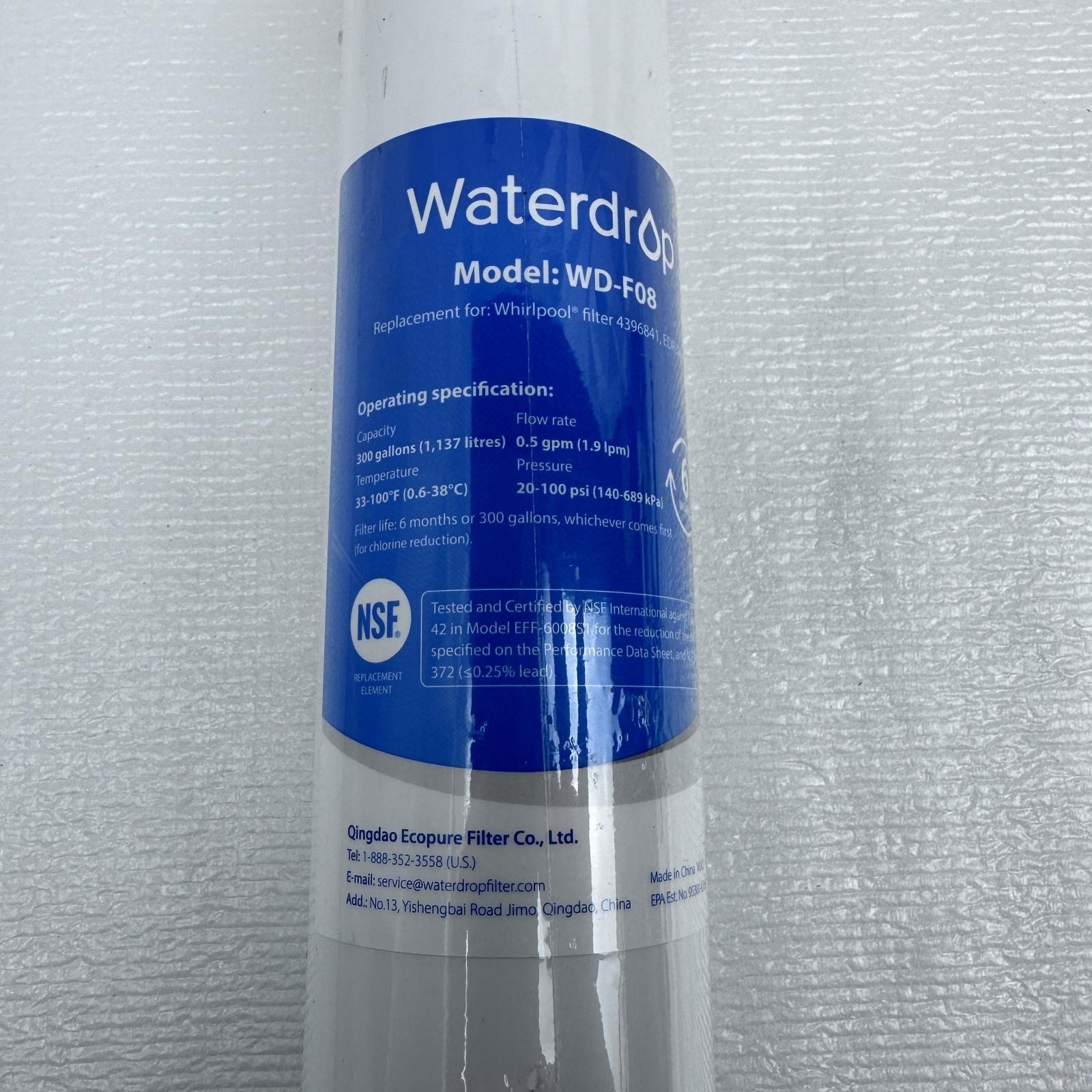 Waterdrop WD-F08 Replacement Water Filter Cartridge for Faucet Filtration System