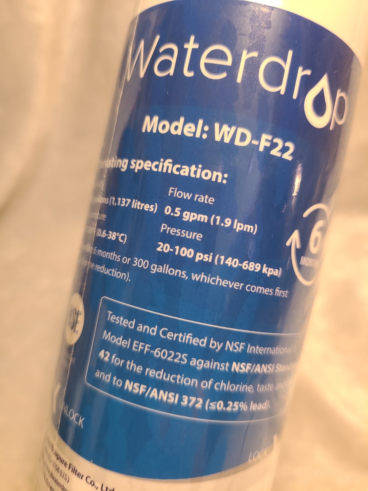 New Sealed Waterdrop WD-F22 Replacement For GE MSWF Refrigerator Water Filter