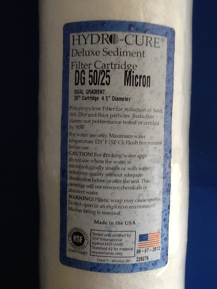 HYDRO CURE DELUXE DG 50/25 BIG BLUE 20″x4.5″ SEDIMENT FILTER – CASE OF 6