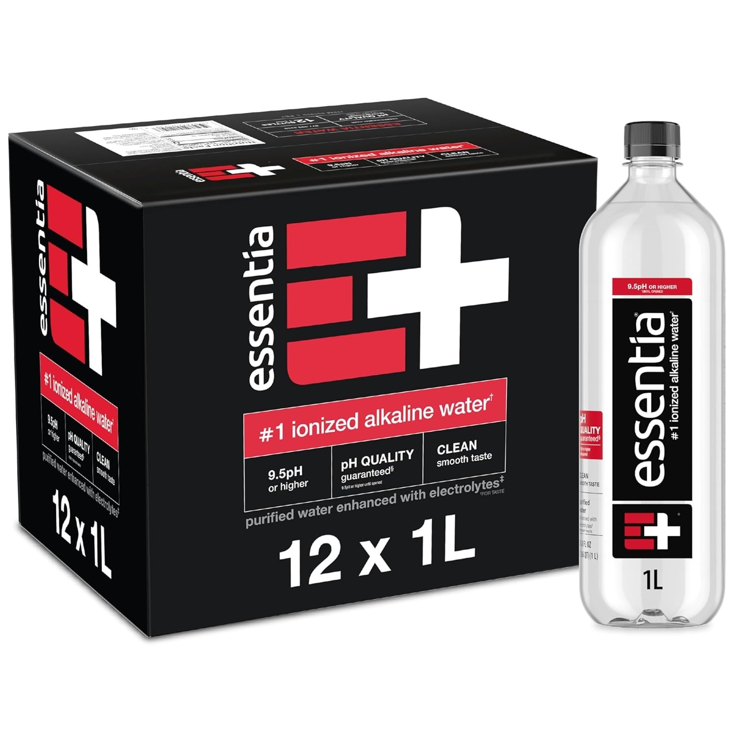 Essentia Ionized Alkaline Water 9.5 pH 99.9% Pure 12 Bottle Pack BPA Free