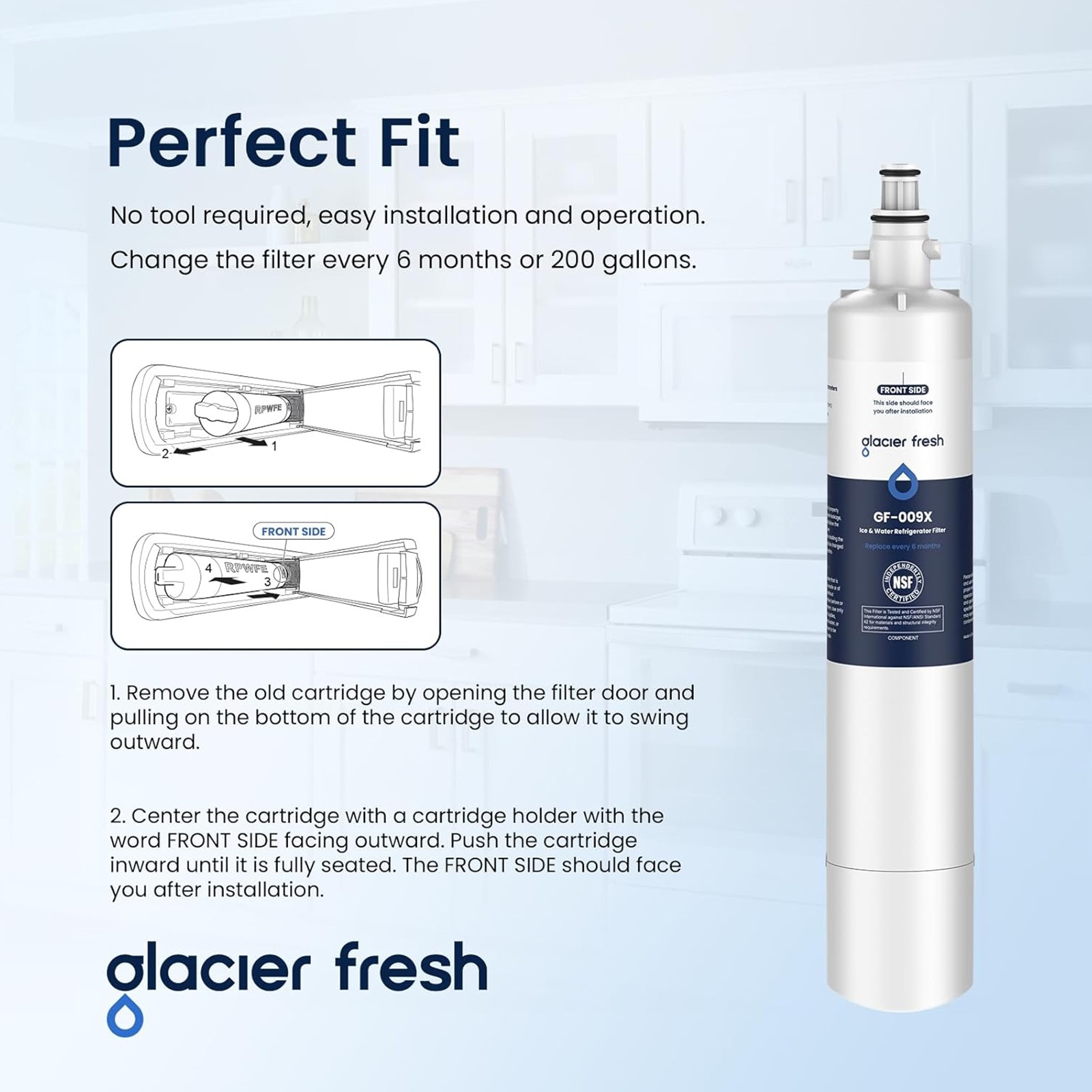 GLACIER FRESH Replacement for RPWFE, RPWF (Built-in CHIP) Filters – Choose Pack