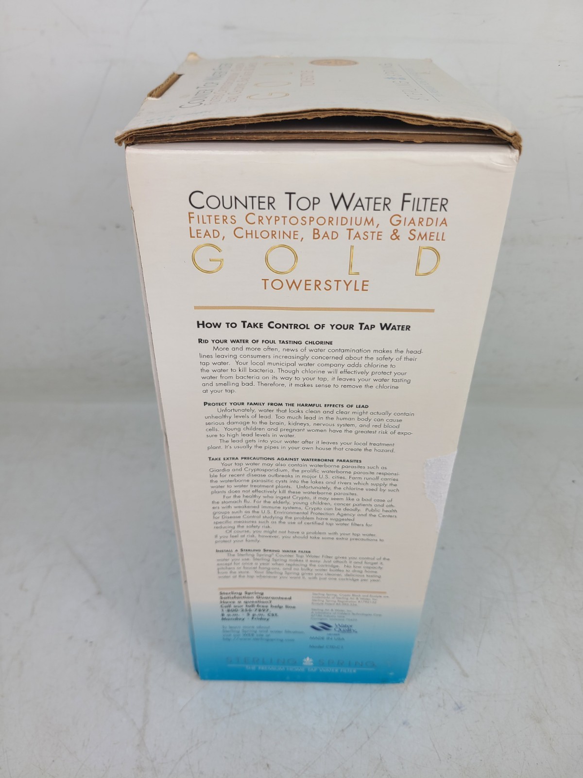(NEW) Sterling Spring Counter Top Water Filter Gold Towerstyle