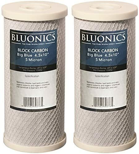 Bluonics 2-PK Carbon Block 10 x 4.5″ Whole House Charcoal Water Filters 5 Micron