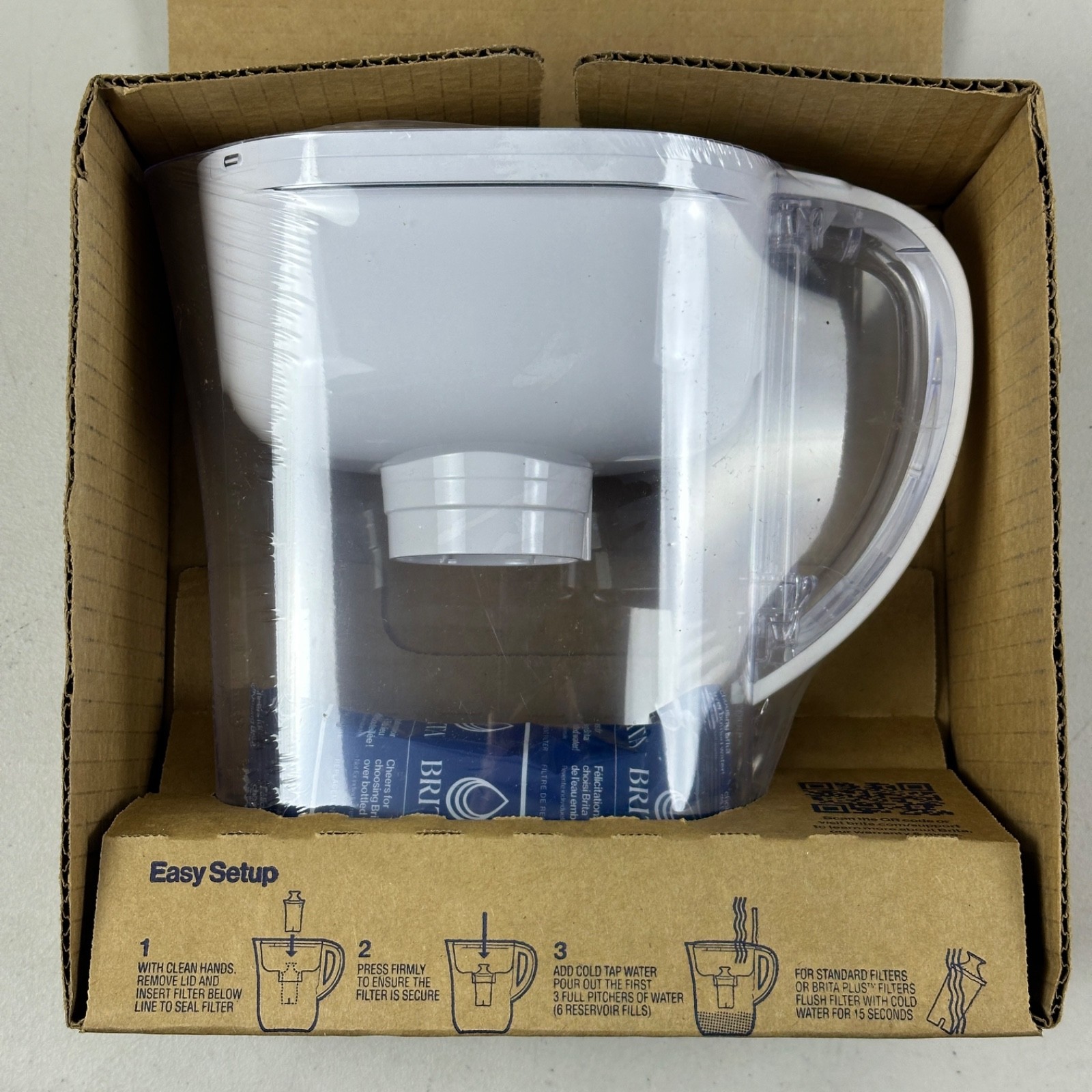 Brita Metro Small 6-Cup Elite Water Filter Pitcher WQA NSF/ANSI Certified White
