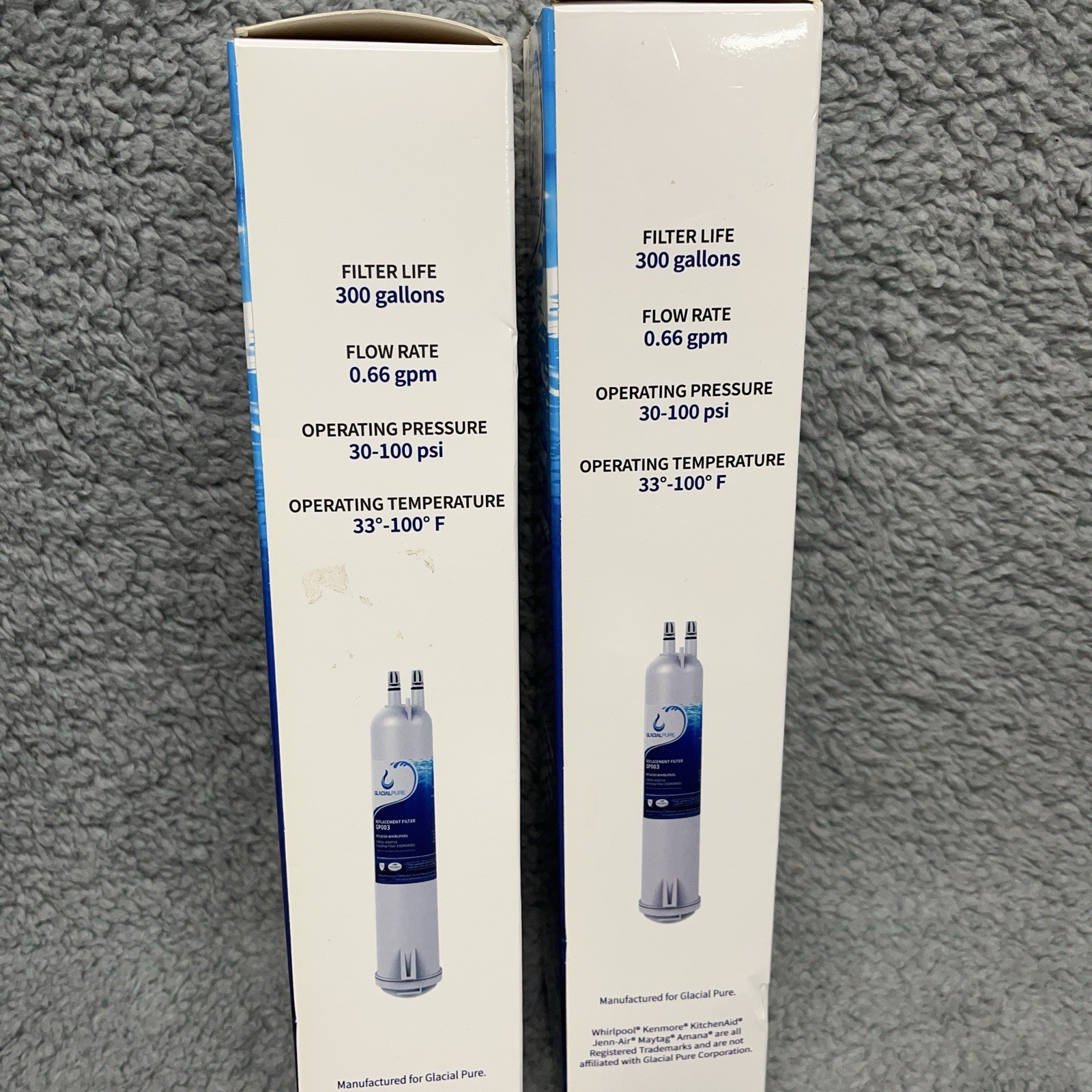 2 Glacial Pure Replacemnt Refrigerator Filter GP003 4396841 4396710 EDR3RXD1 NEW