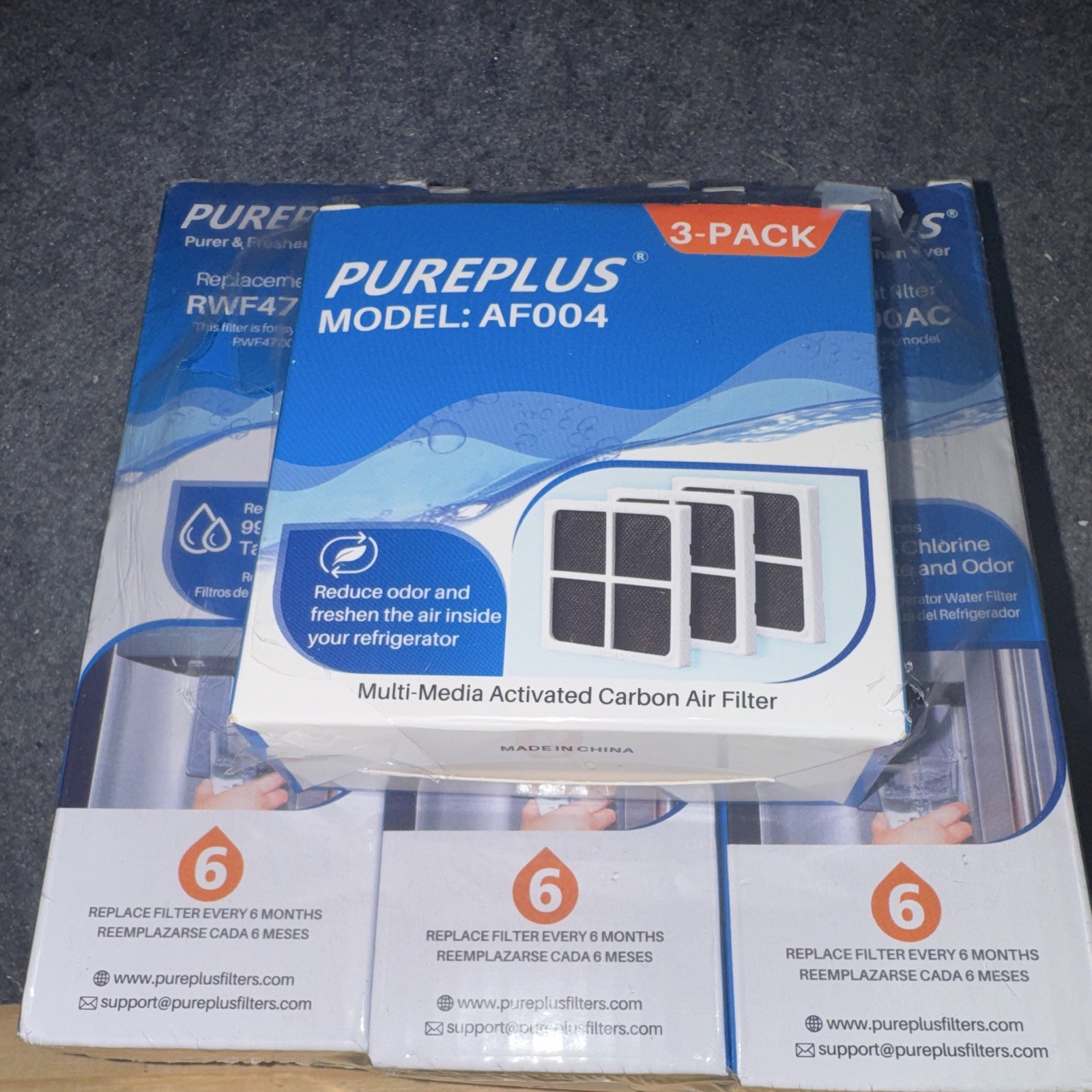 PUREPLUS AF004 RWF4700AC 3-Pack Whirlpool Fridge Carbon Filter, Chlorine