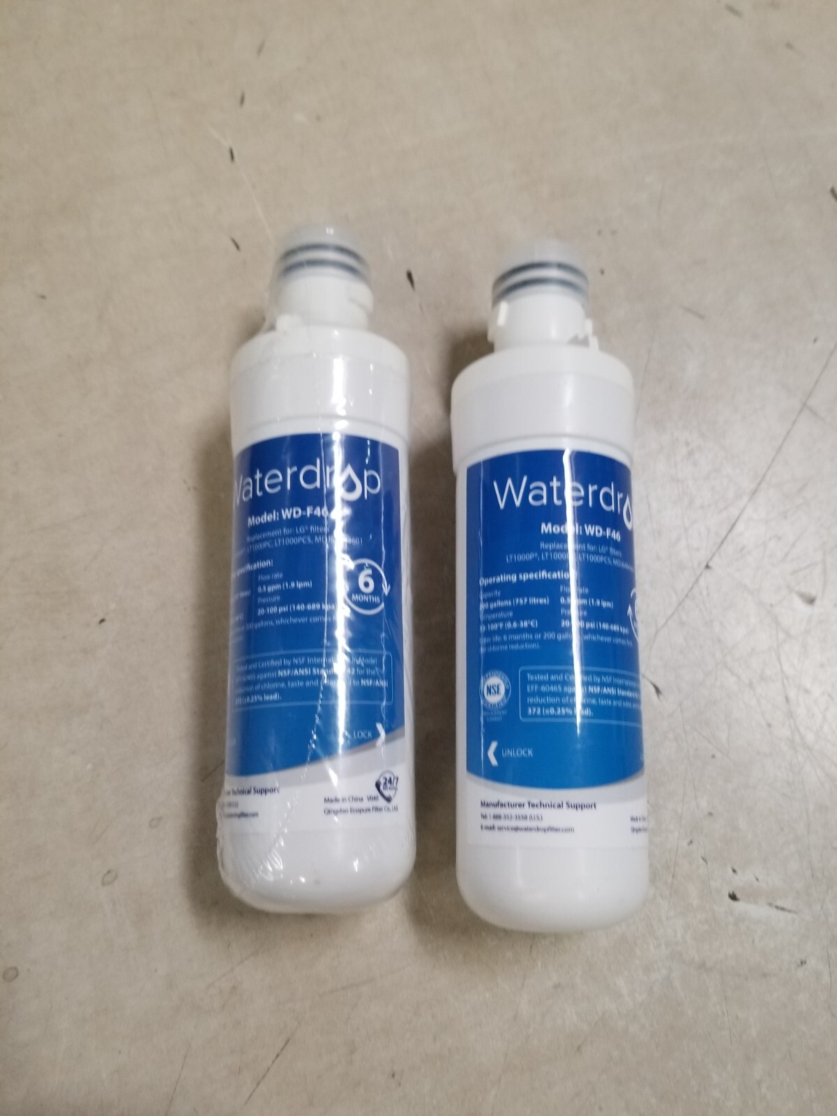 2 PK Waterdrop Replacement Refrigerator Water Filter WD-F46 for LG LT1000 2 Pack
