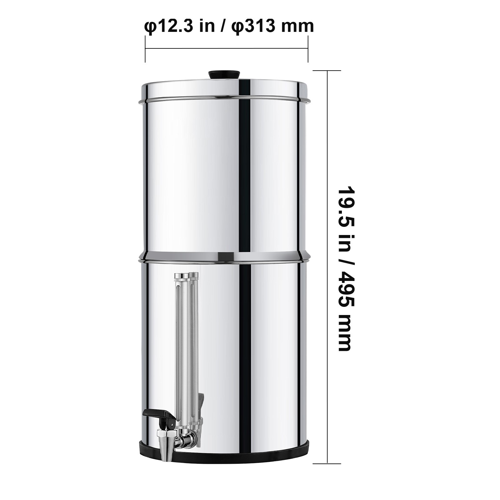Uimoso2.25G Gravity-fed Water Filter Countertop System Stainless Steel 2 Filters