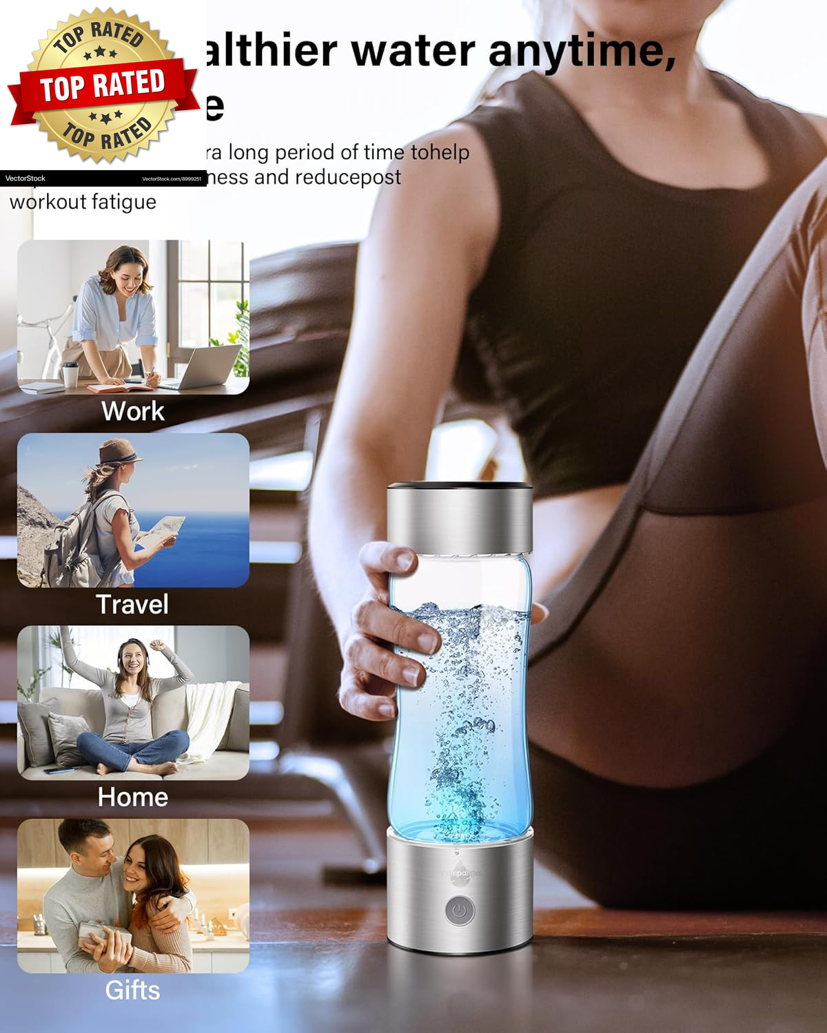 2026 Upgraded Hydrogen Water Bottle 1600-2000 Hydrogen Water Bottle Generator Hy