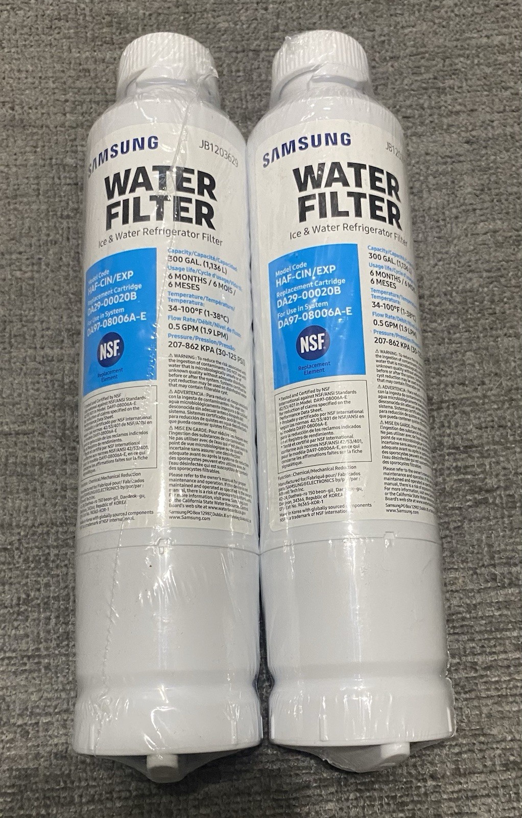 SAMSUNG ICE & Water Filter HAF-CIN-EXP DA29-00020B For System DA97-08006A-E