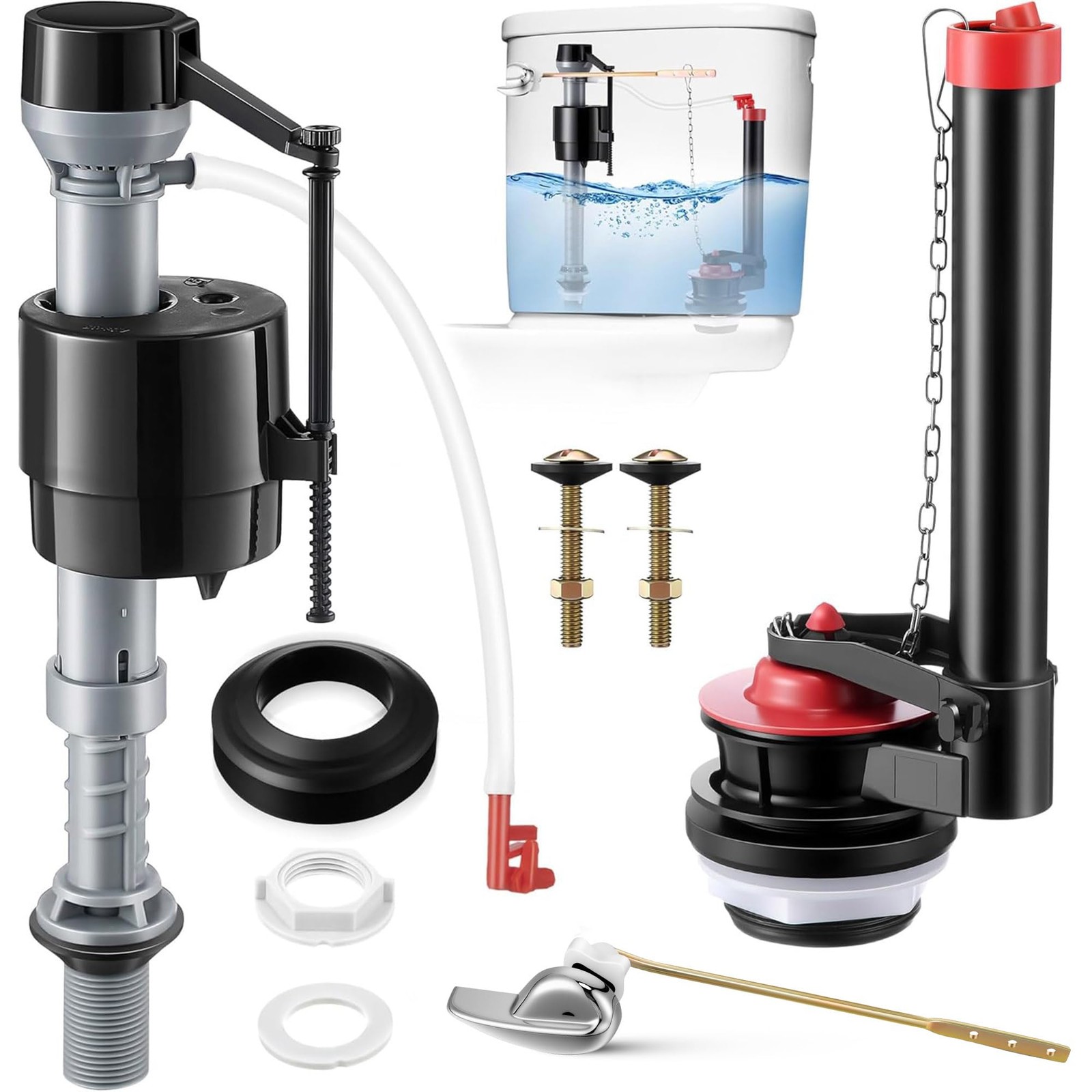 2 Inch Toilet Flusher Replacement Kit Adjustable Fill Valve Parts 1 Set