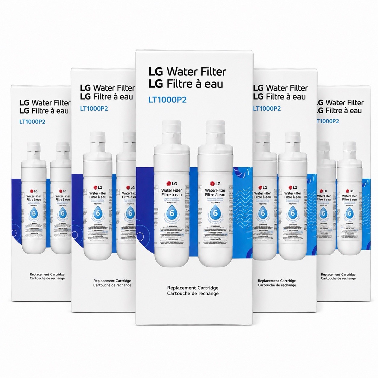 2 Pk X5 (10 Total) Genuine LG LT1000P2 Replacement Water Filters – New, Sealed