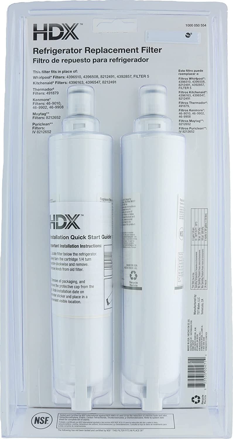 HDX FMW-2 Replacement Water Filter / Purifier for Whirlpool Refrigerators-2pk
