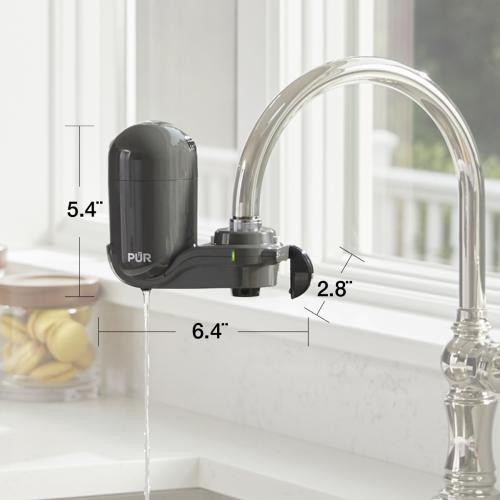 PUR PLUS Vertical Faucet Mount Water Filtration System FM2500V Gray