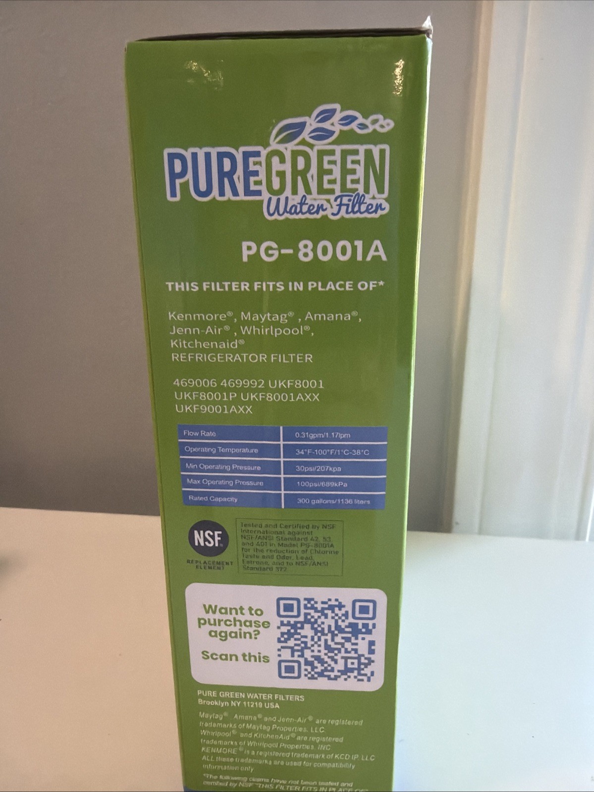 Pure Green Refrigerator Water Filter Lot 3 Pack PG-8001A Maytage Kenmore Amana