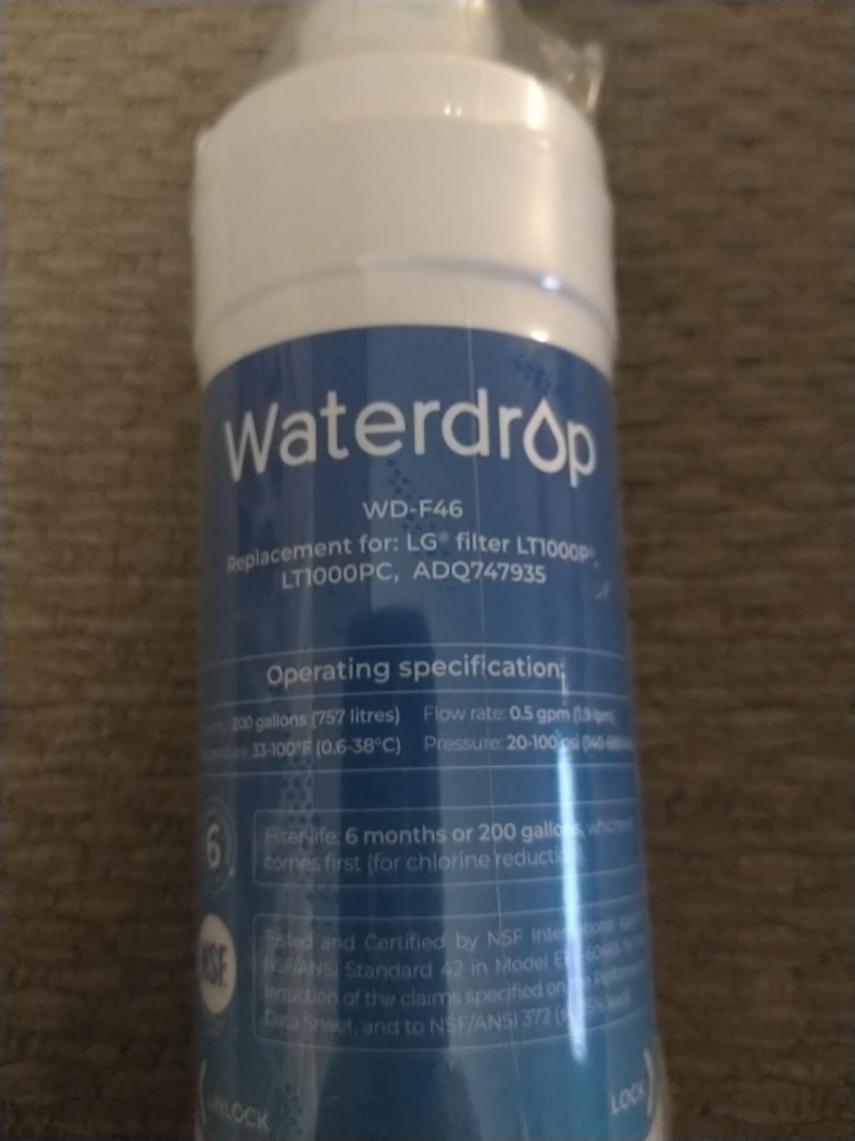 Waterdrop WD-F46 Water Refrigerator Filter New Sealed Filter, New, Sealed