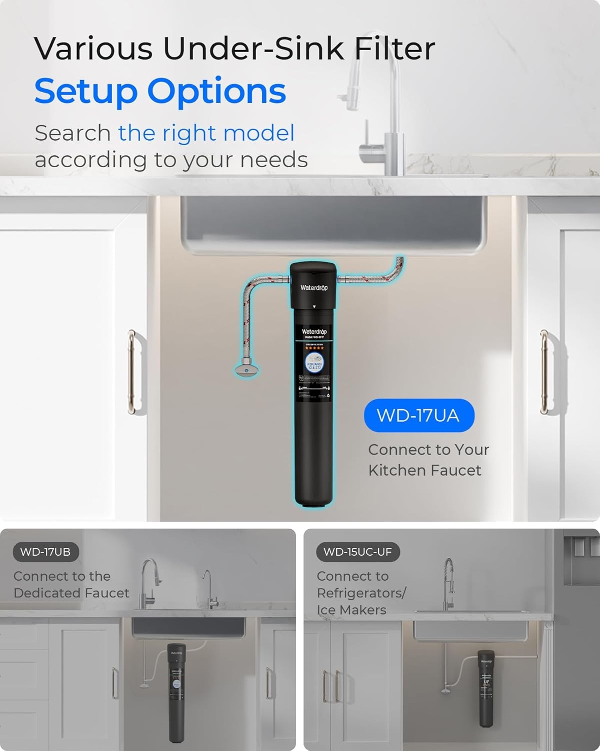 Waterdrop 17UA Under Sink Water Filter System, 19K Gallons