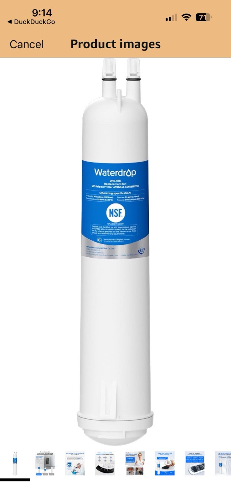 Waterdrop WD-F08 Refrigerator Water Filter
