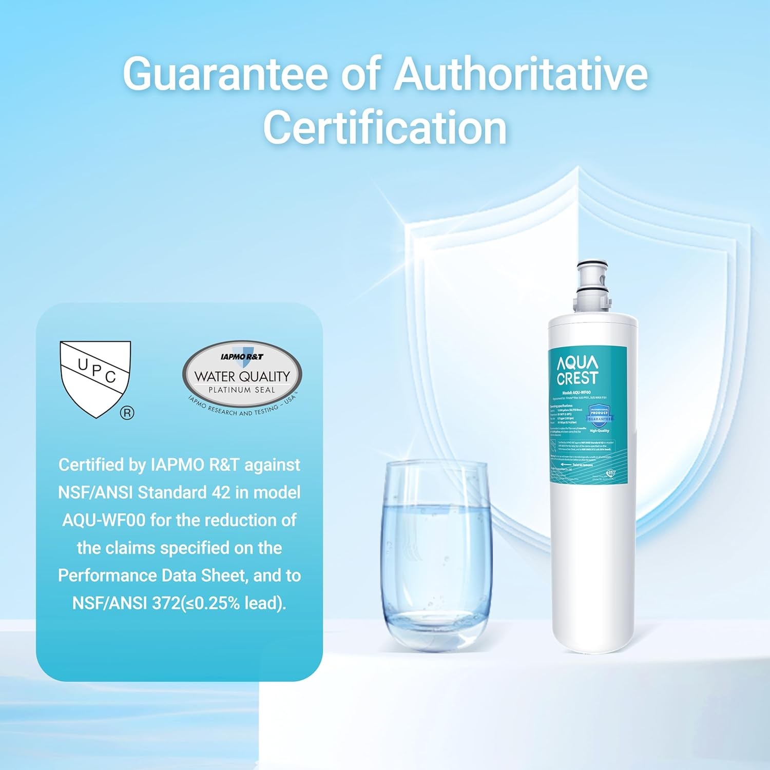 AQUA CREST 3US-PF01 Under Sink Water Filter,NSF 42 Certified (1 Pack )