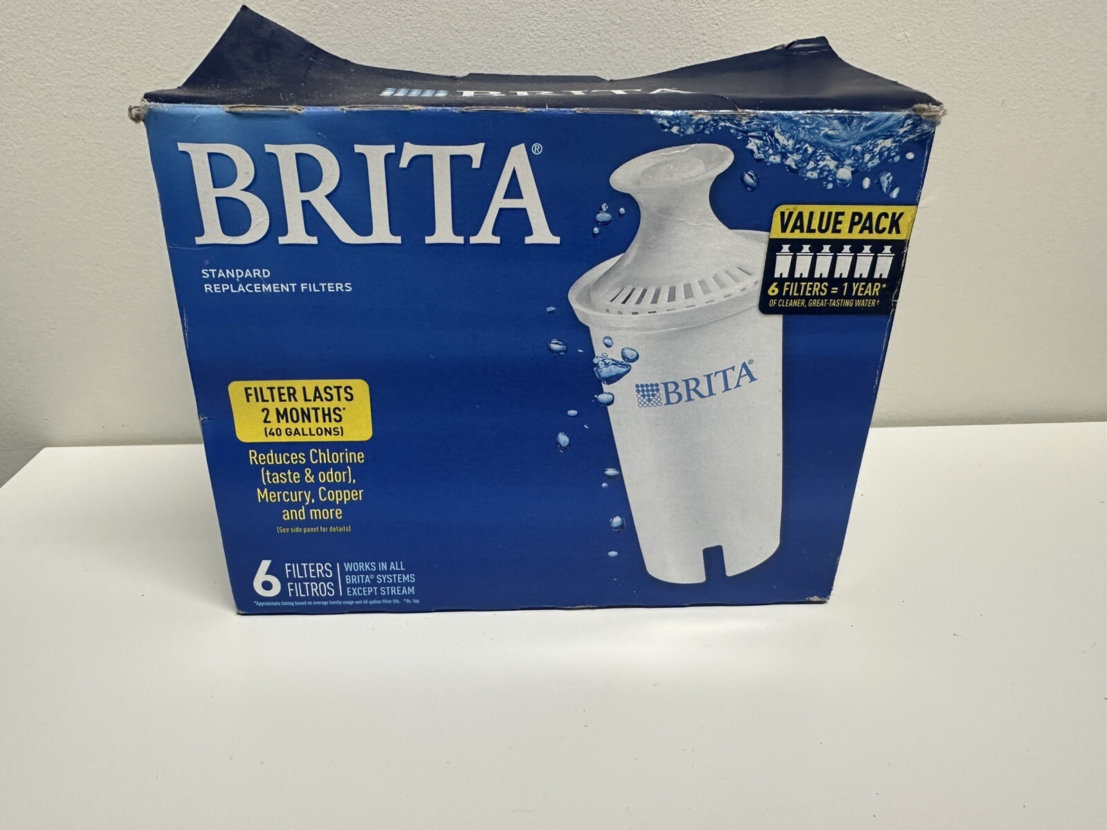 Genuine BRITA Pitcher Replacement Water Filter 5 Pack Activated Carbon 40 Gal ea