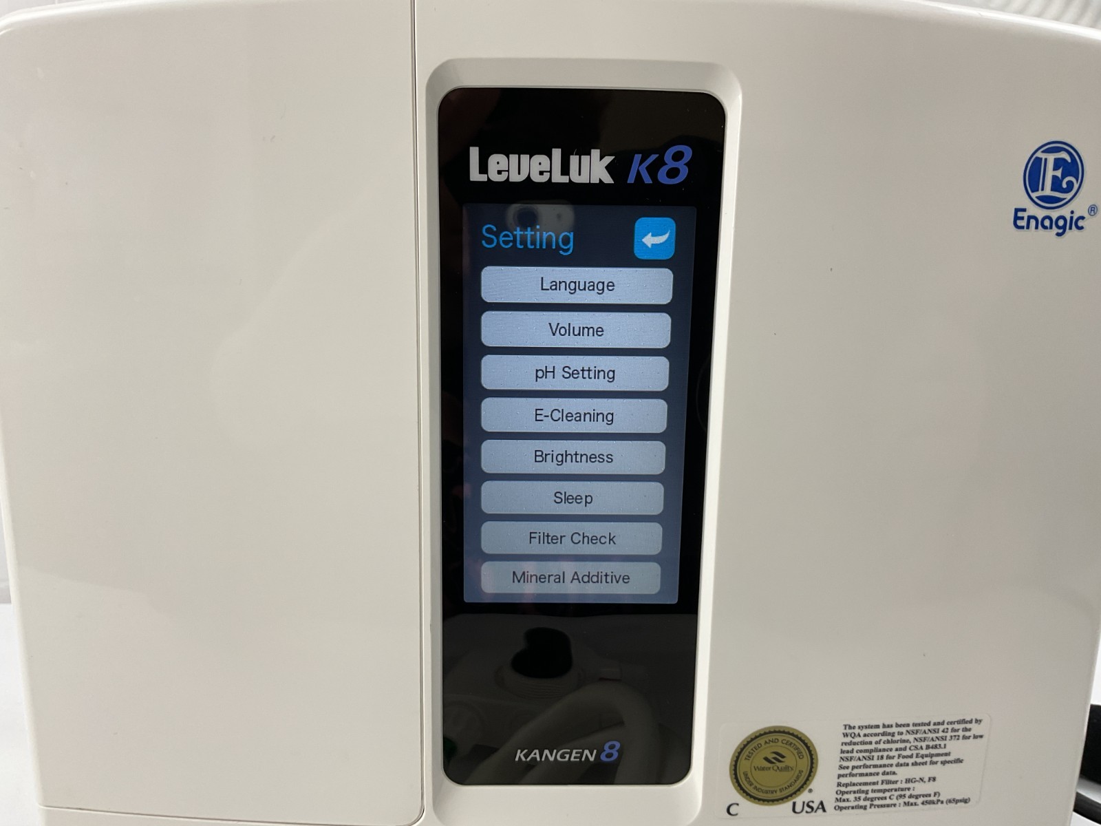 Enagic Leveluk K8 Kangen Water Ionizer 8-Plate Alkaline Antioxidant Machine