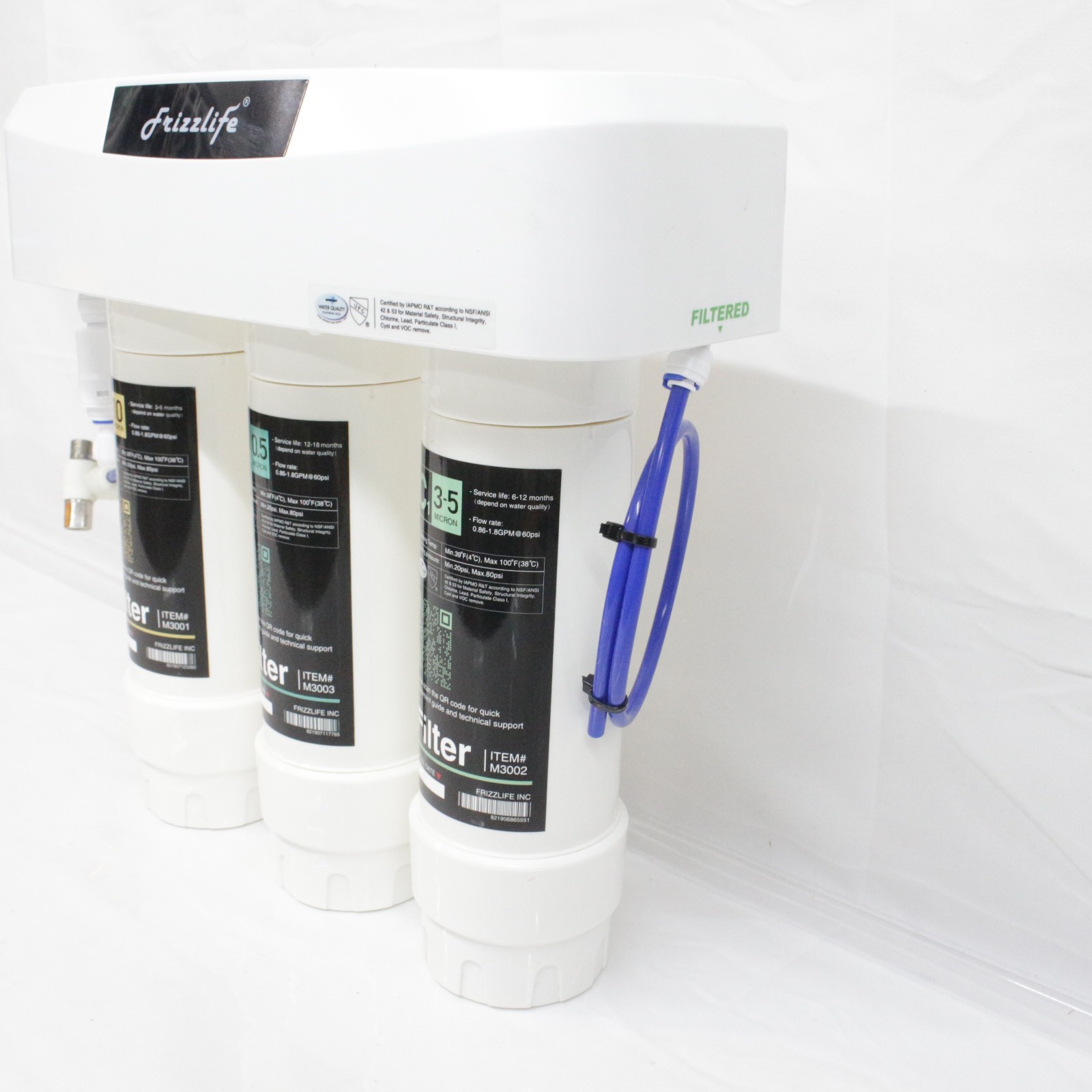 Frizzlife Under Sink Water Filter Base Only SK99, 3-Stage 0.5 Micron
