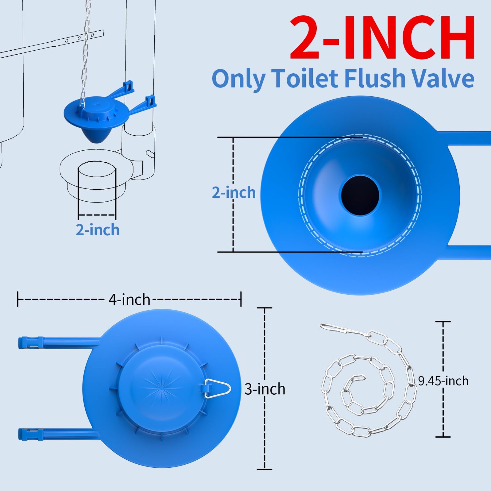 2 Pack Toilet Flapper Replacement Kit, 2 Inch Universal Toilet Tank Flapper F…