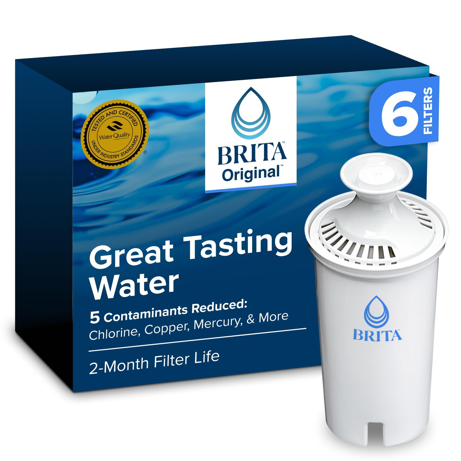 Brita Standard Water Filter 6 Count, Reduces Copper & Mercury, NSF Certified