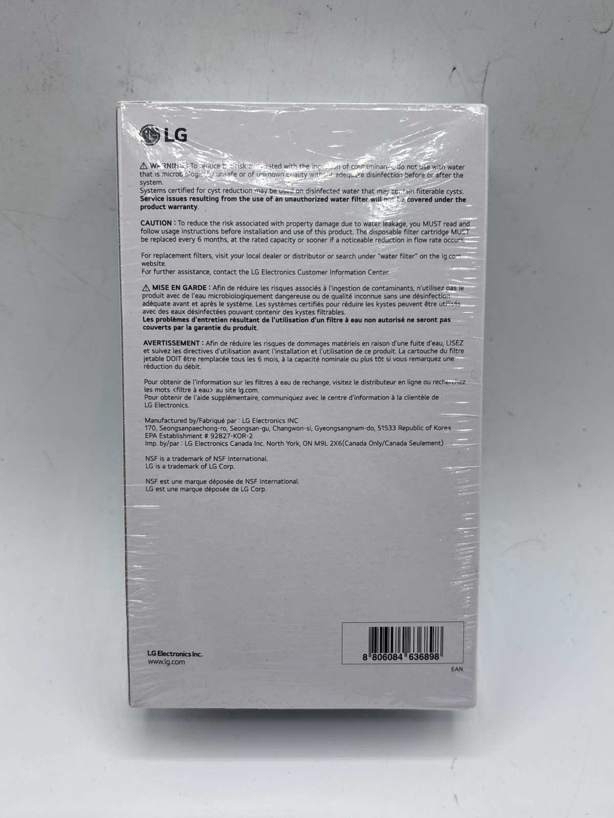 LG LT1000P2 6-Month / 200 Gallon Refrigerator Replacement Water Filter