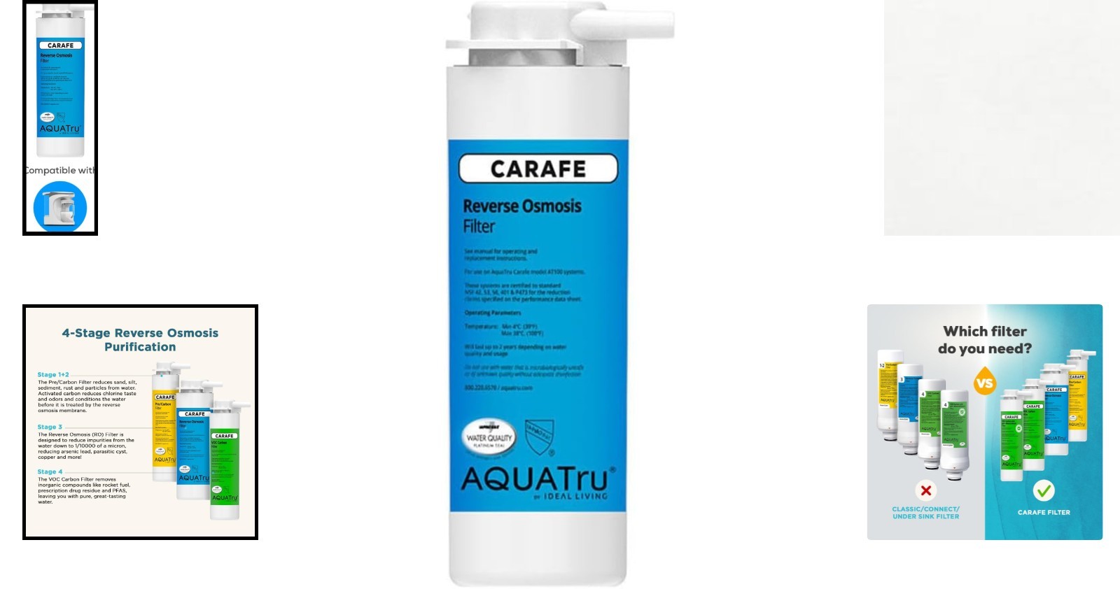 Aquatru Carafe AT100 Reverse Osmosis Filter | Reduces Arsenic, Lead, Parasitic C
