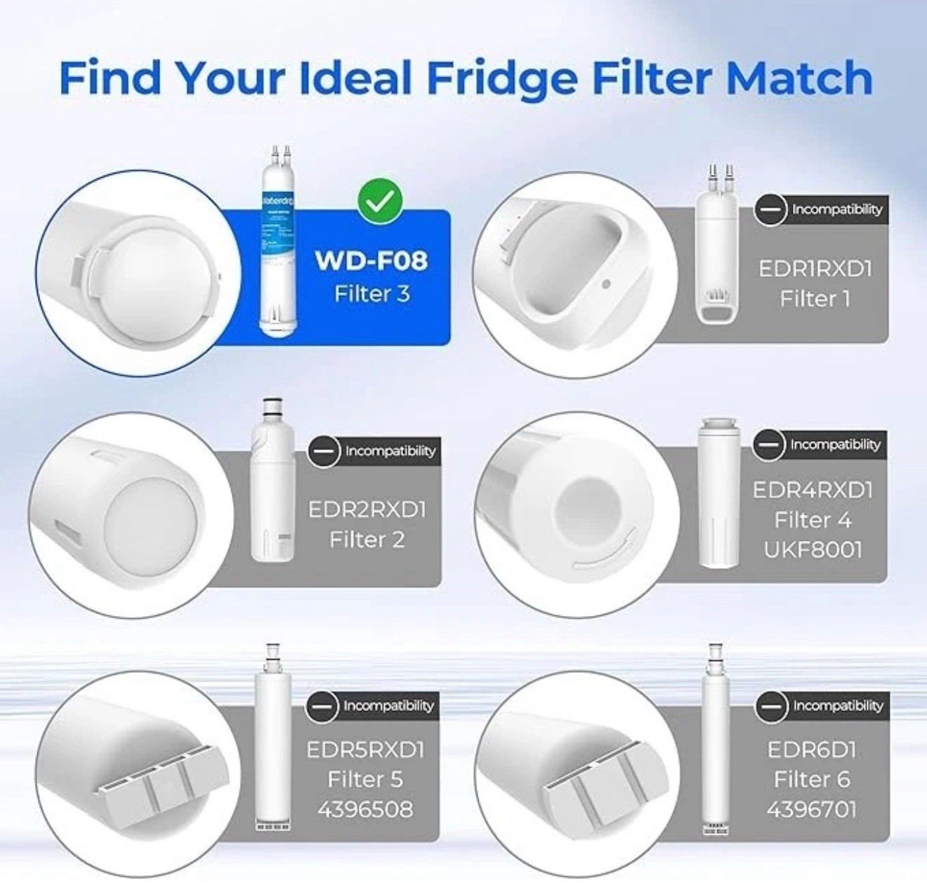 Waterdrop Refrigerator Filter, Replacement for Kenmore® 46-9083, 46-9030, 4 Pack
