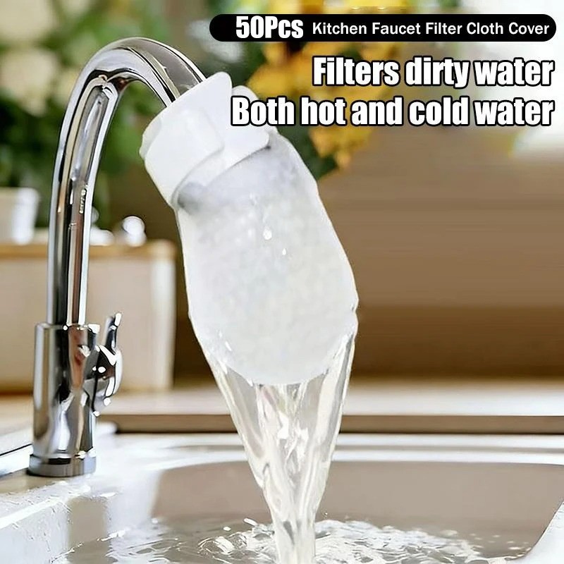 50PCS Cotton Filter Bag For Faucet, DIY Faucet Filter Cotton Bags Water Filters
