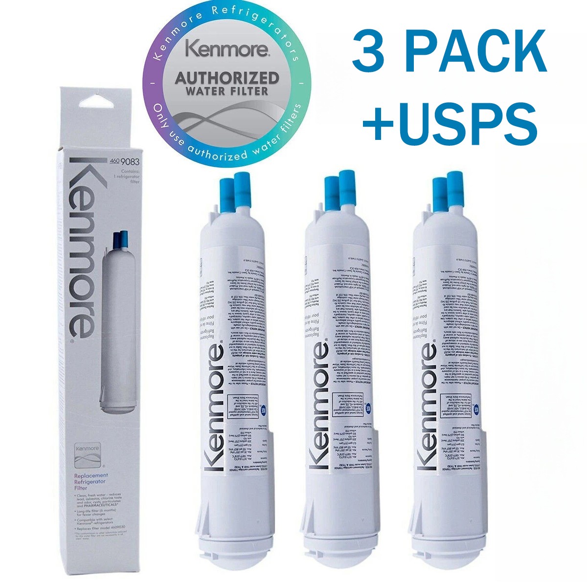 3PACK Kenmore 9083 469083 9020 Replacement Refrigerator Cartridge Water Filter