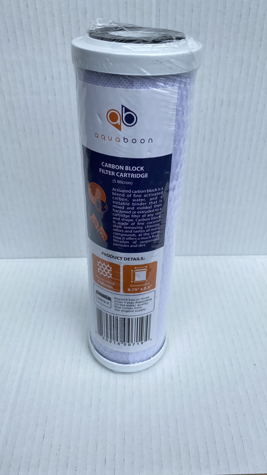Aquaboon Reverse Osmosis 5 Micron 9.75 x 2.5 Inch. Carbon Block Filter Cartridge