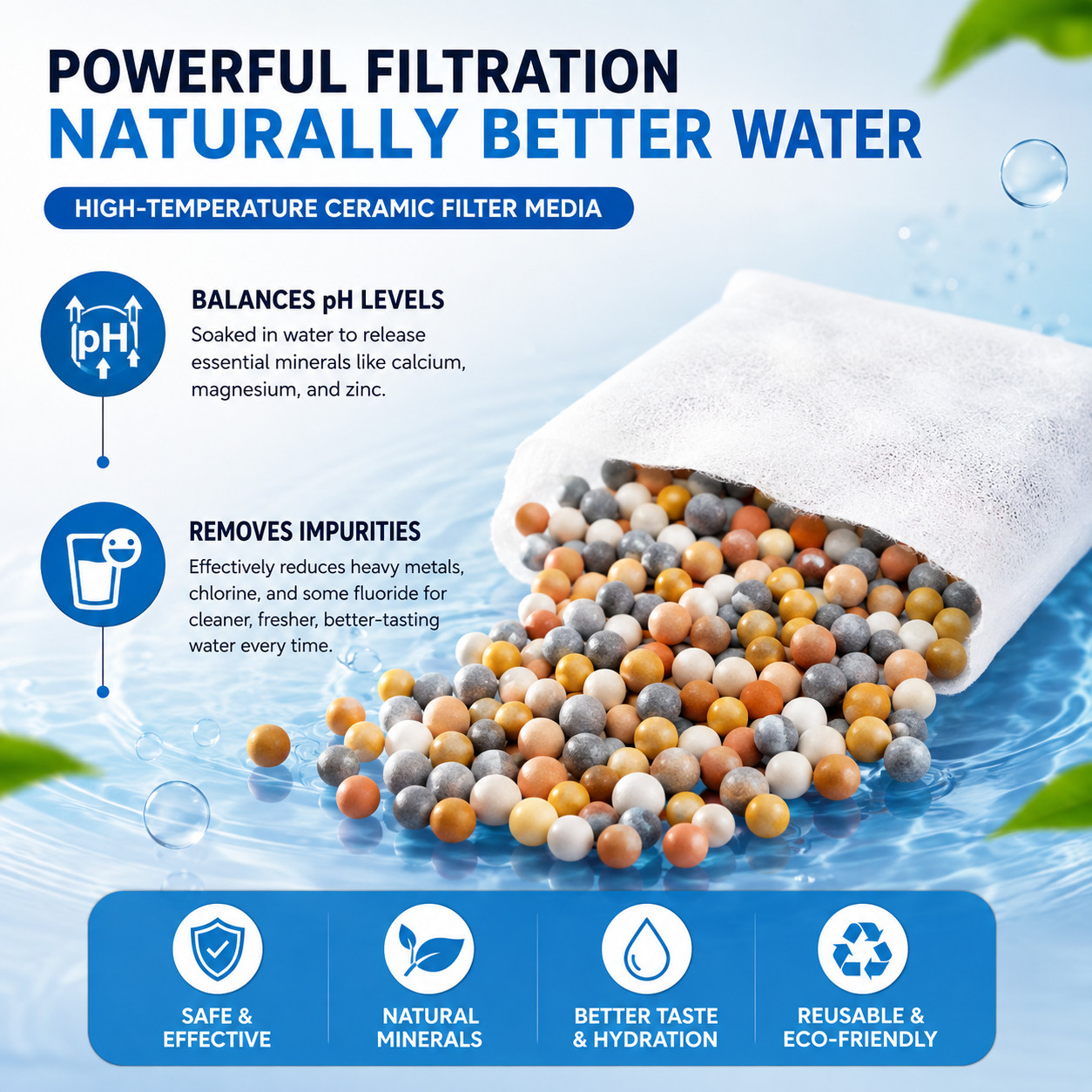 Alkaline Water Filter Pouch 3-Pack 30g – Raise pH 9+ – Portable BPA-Free