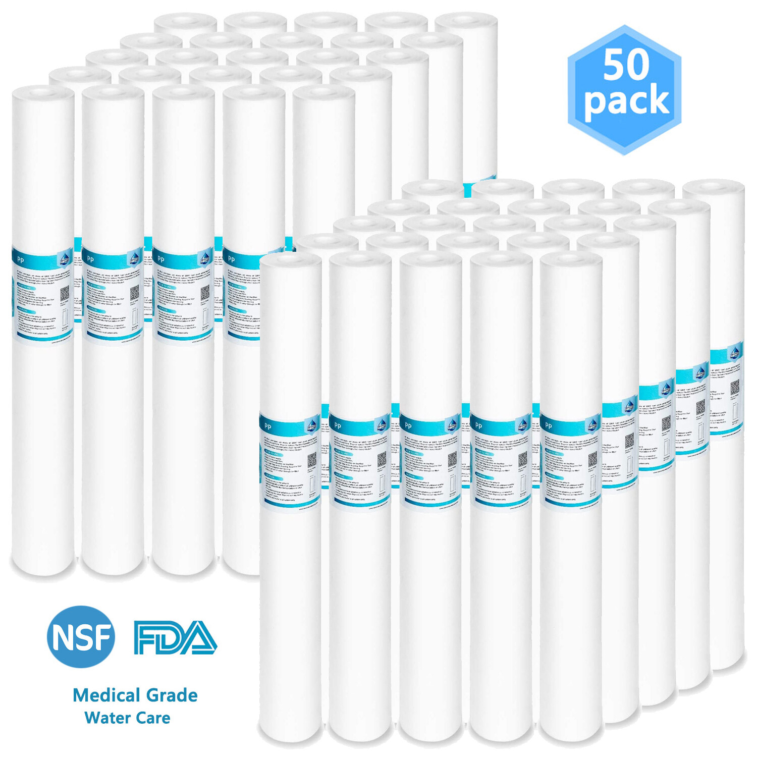 1/5/10/20 Micron 20″ x 2.5″ Sediment Water Filter Whole House Cartridges Replace