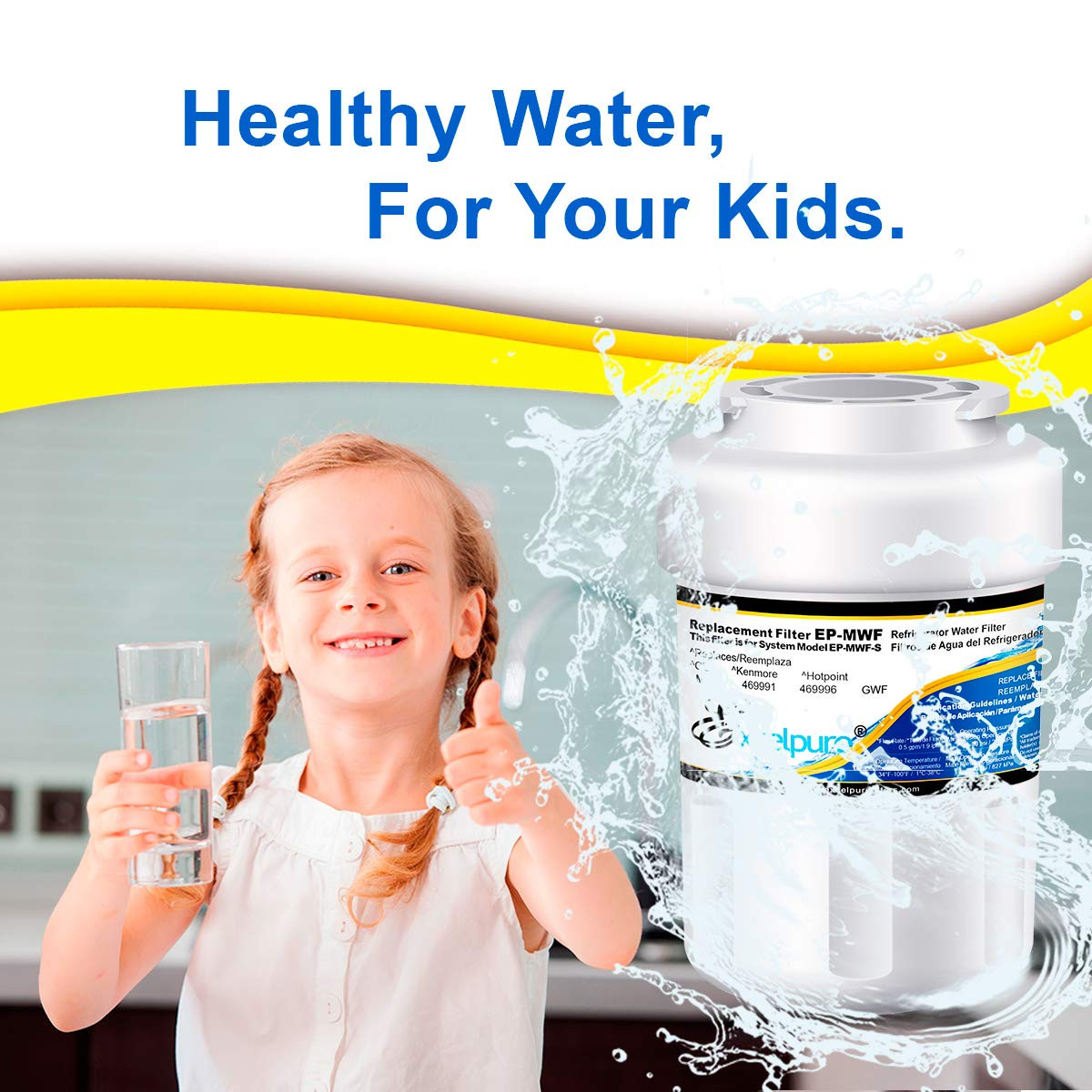 Fit for GE SmartWater MWF MWFP HDX FMG-1 RWF0600A EXCELPURE Water Filter 4 Pack