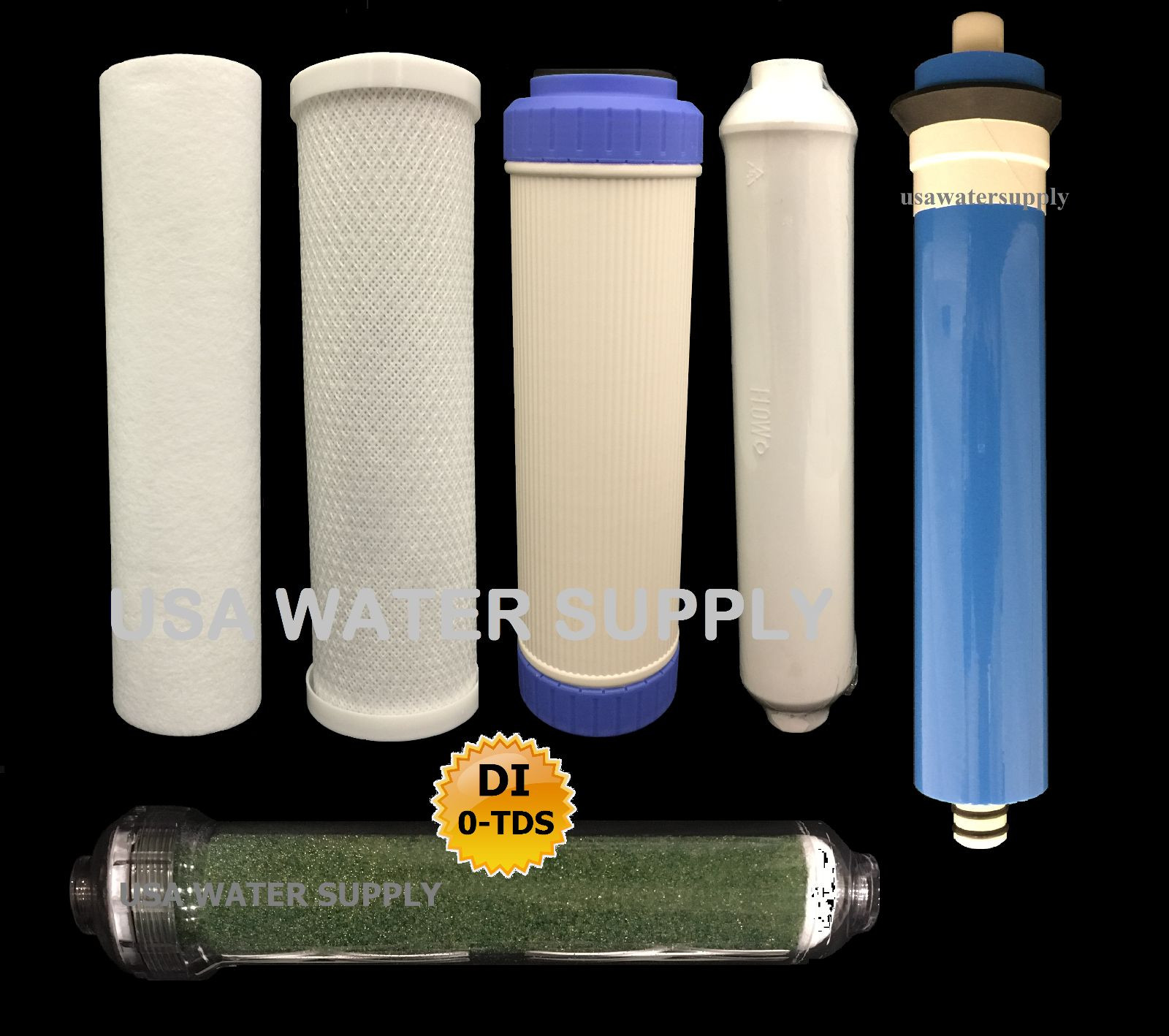 REVERSE OSMOSIS RO/DI 6 FILTERS/MEMBRANE REPLACEMENT 6 PC Set – 100 GPD Membrane