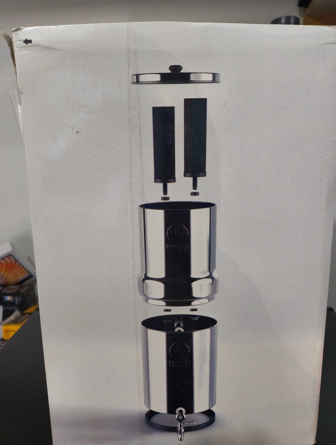 Phoenix Gravity Counter Stainless Steel Gravity Water Filter System 1.5 Gallon