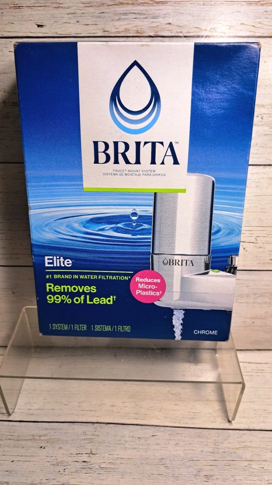 Brita Faucet Mount Water Filter System Chrome No-Wait Filtration, Easy Install,
