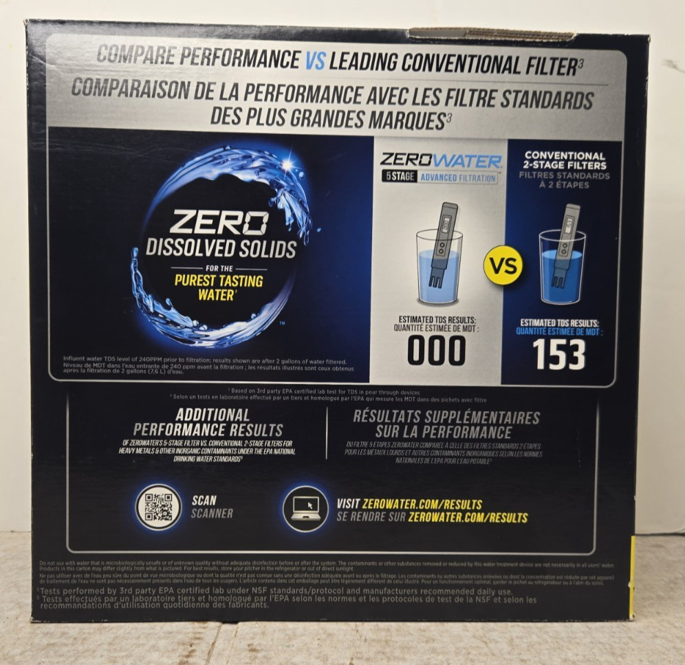 ZeroWater 5 Stage Advanced Filtration 12 Cup Water Pitcher No Meter