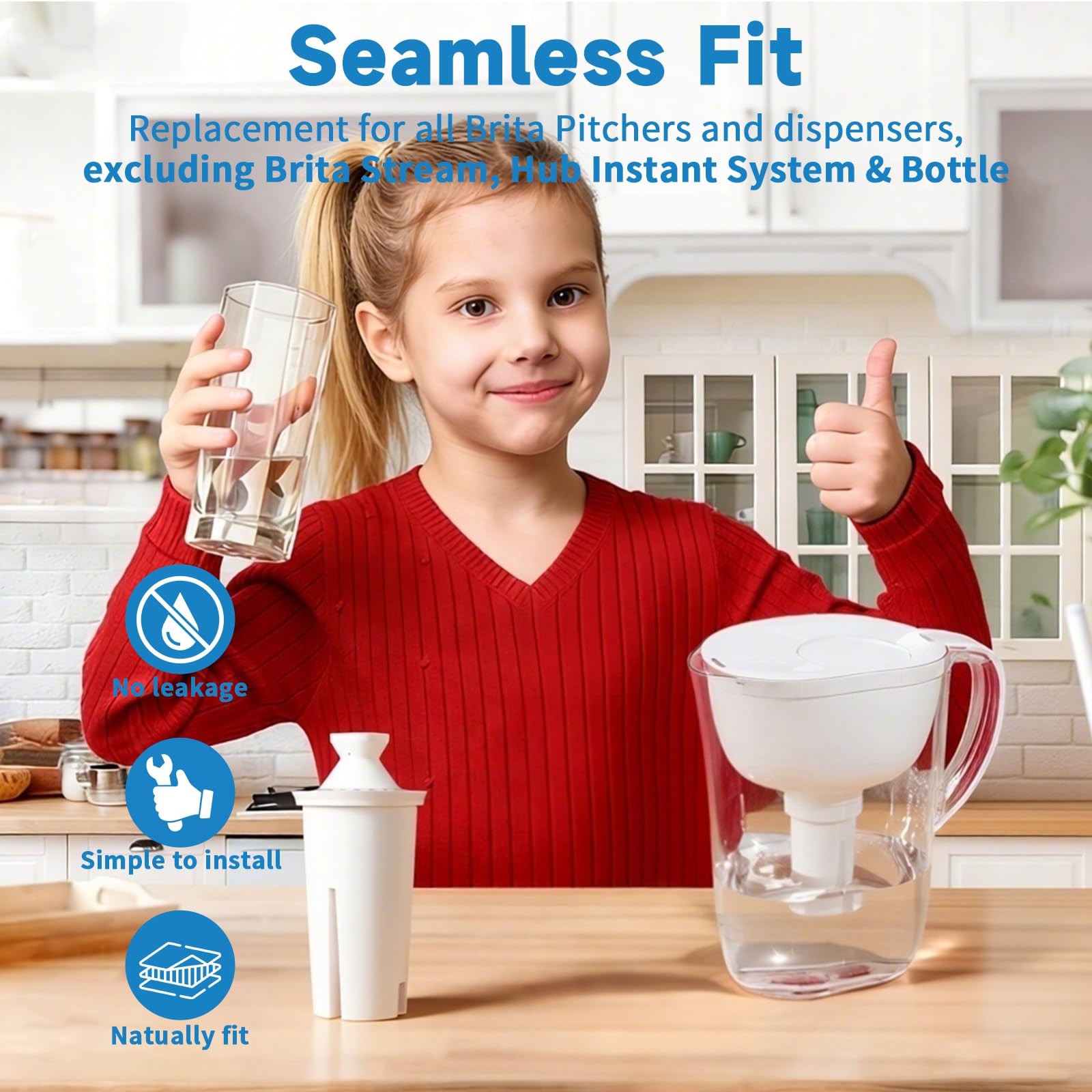 Water Filter Replacement 40 Gallon 6 Count NSF Certified BPAFree for Water Pitc