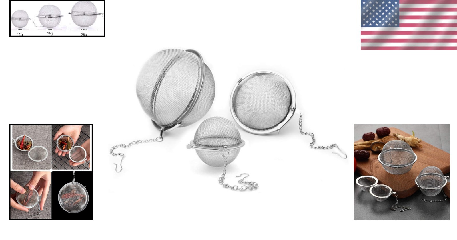3pcs Stainless steel fine mesh seasoning ball kitchen soup spice stew filter …