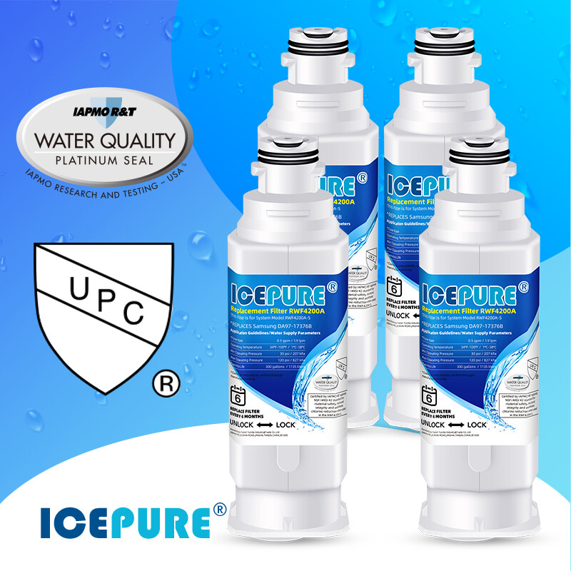 Icepure Fit For Samsung DA97-17376B RS27T5200SR HAF-QIN/EXP Water Filter 4 Pack