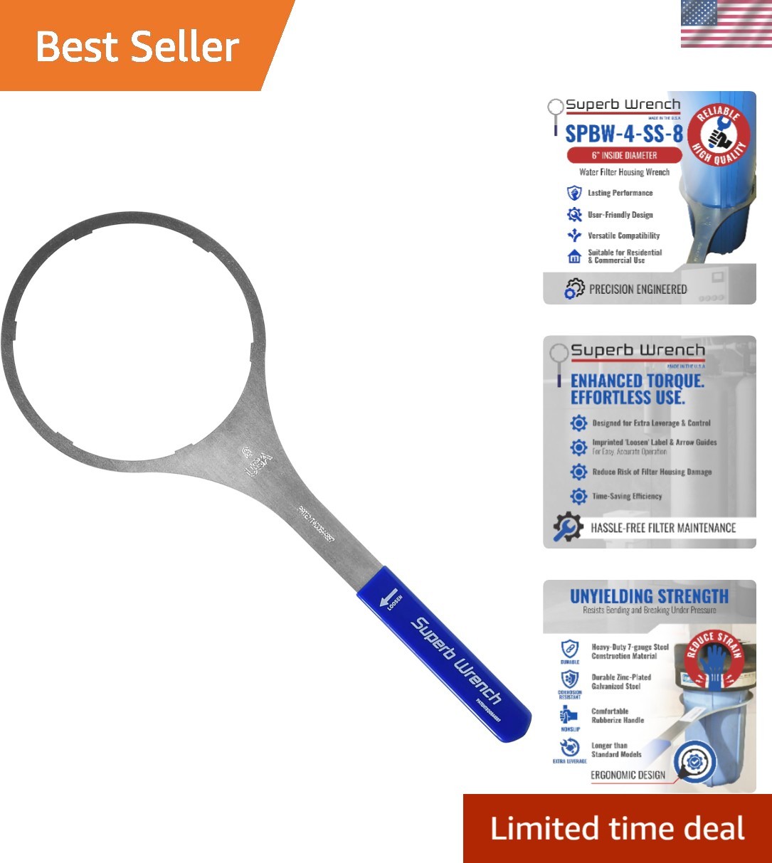 Durable 6 In Water Filter Housing Wrench Compatible with American Plumber