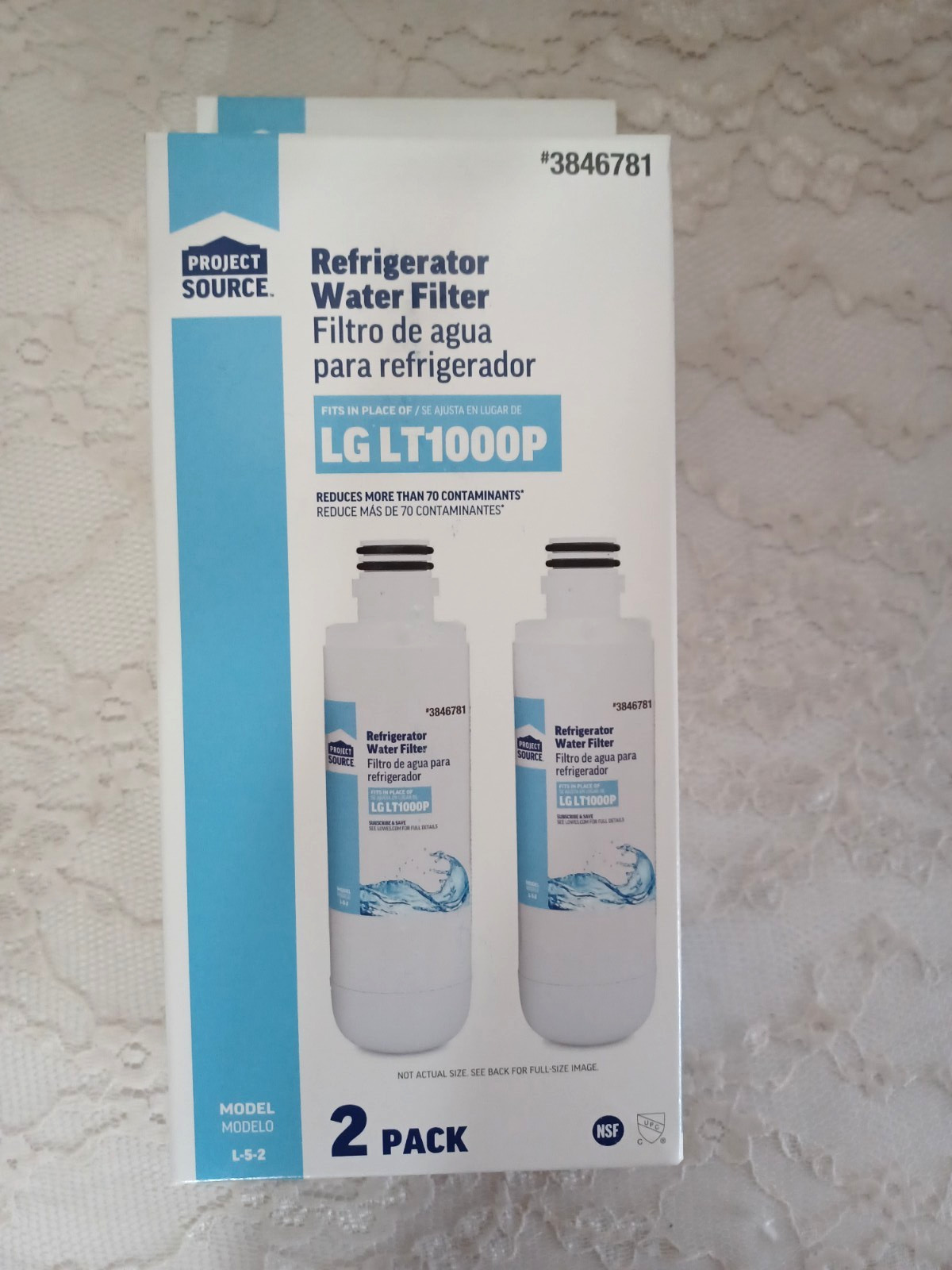 Project Source Twist-in Refrigerator Water Filter L-5-2 Fits LG LT1000P 2-Pack