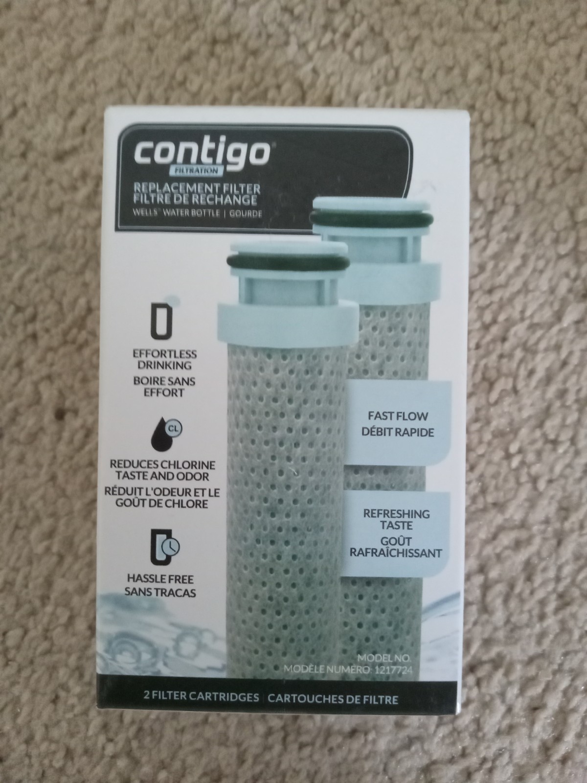 Lot of (4) 2 Packs Contigo Water Bottle Replacement Filters 1217724-FREE SHIP!