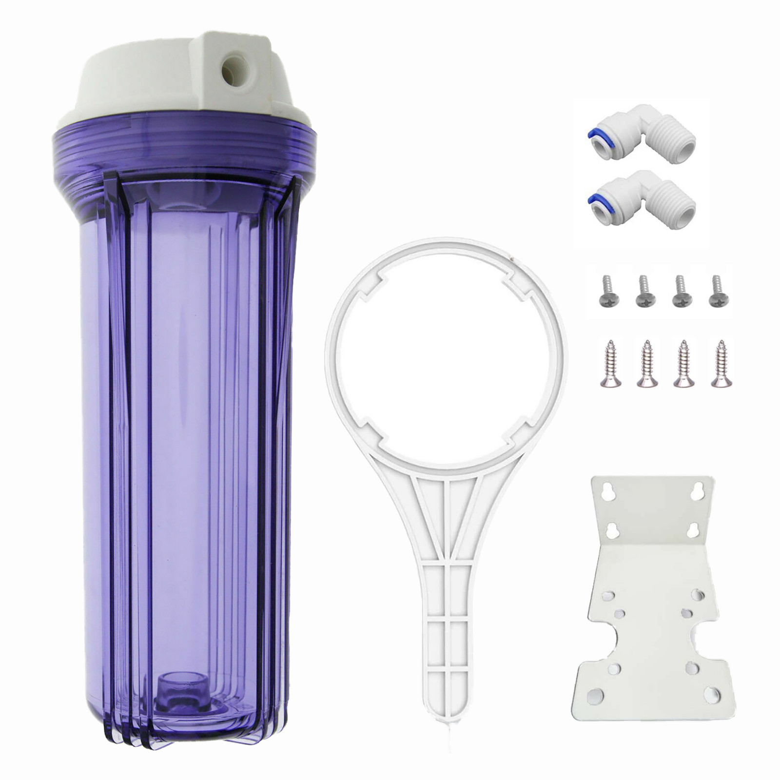 Clear Standard 10 x 2.5 Inch Water Filter Housing (1/4 FPT) w Install Kits